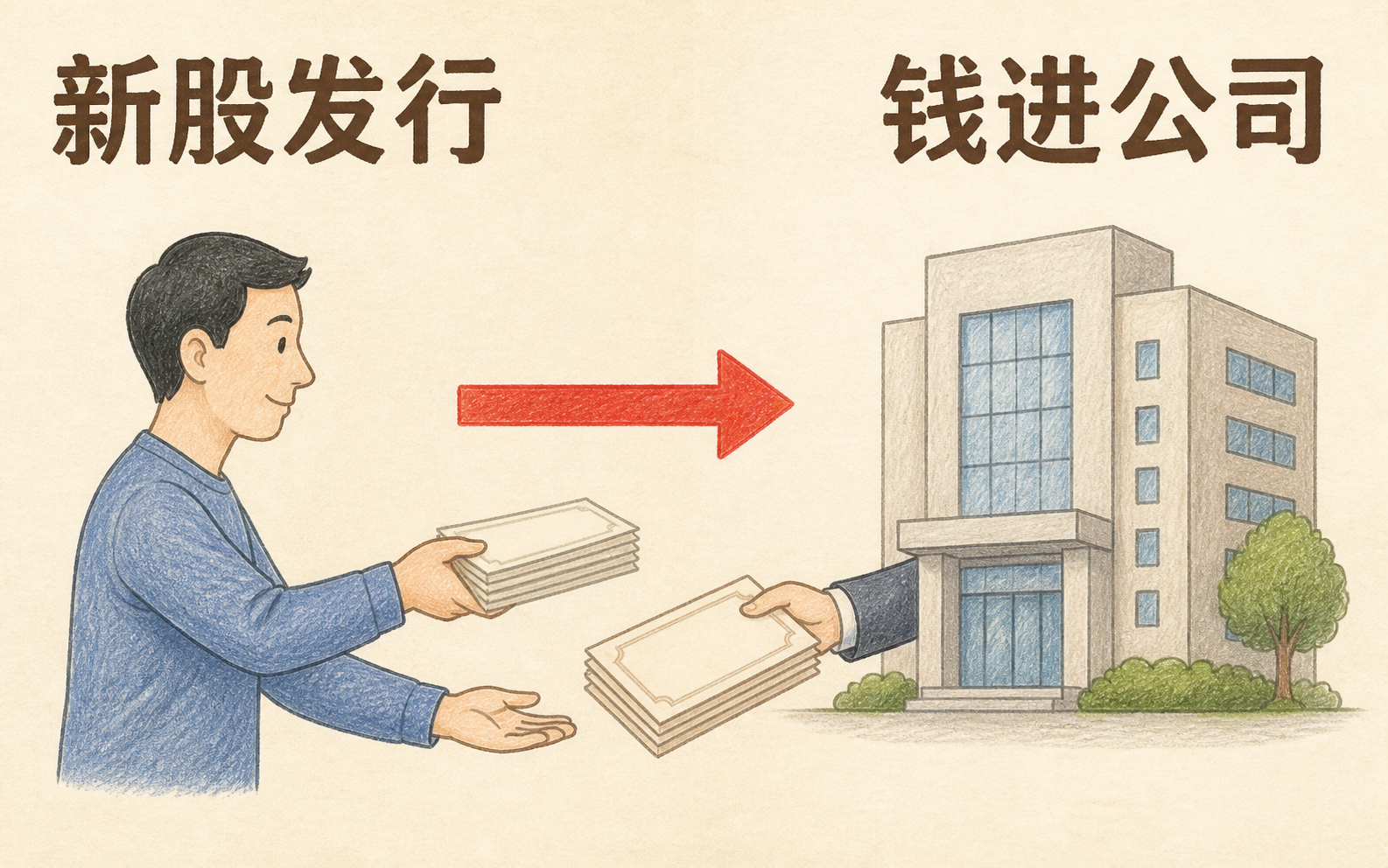 公司发行新股权，投资人的钱进入公司账户
