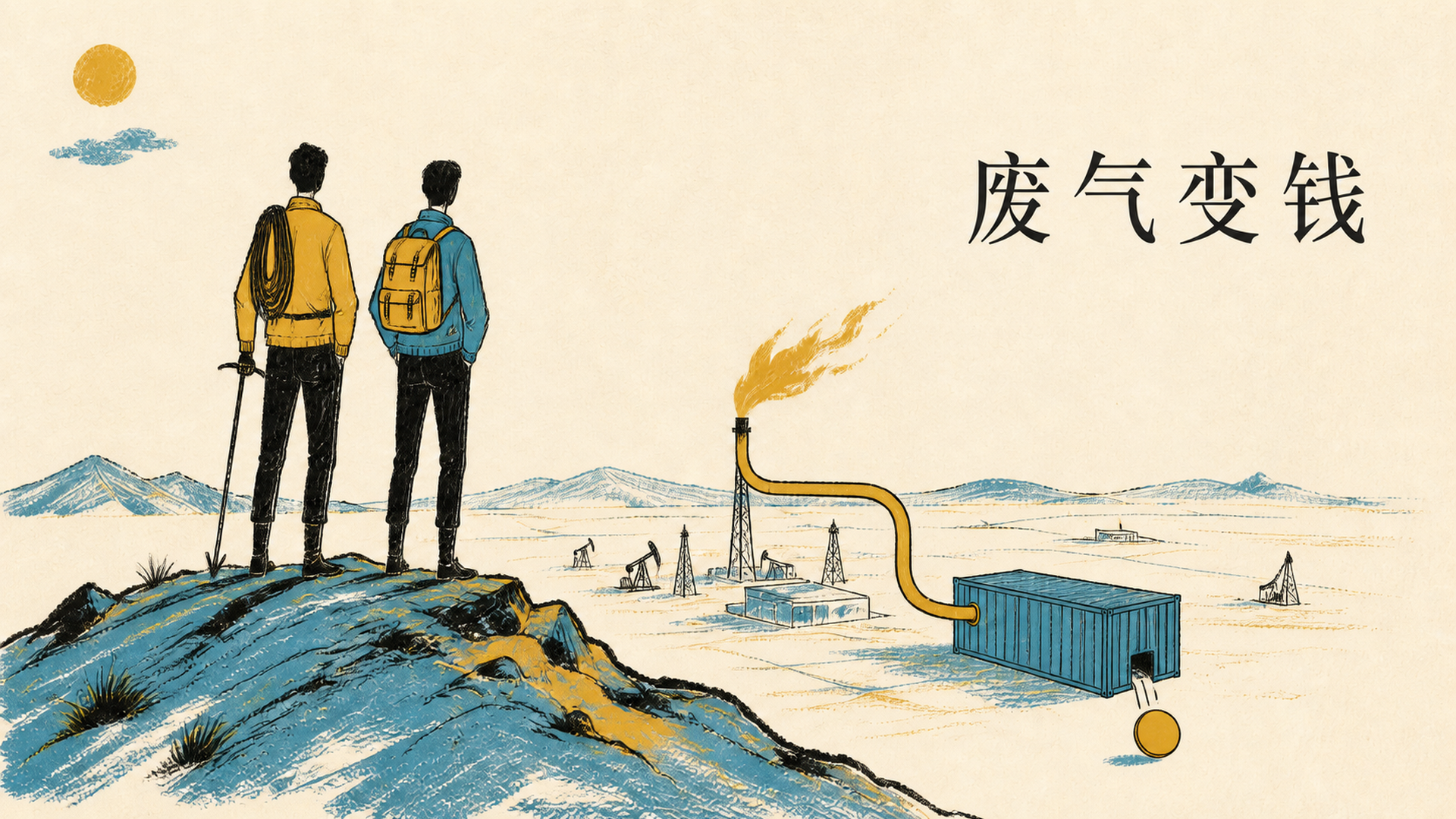 一、两个高中同学,在油田把废气变成钱