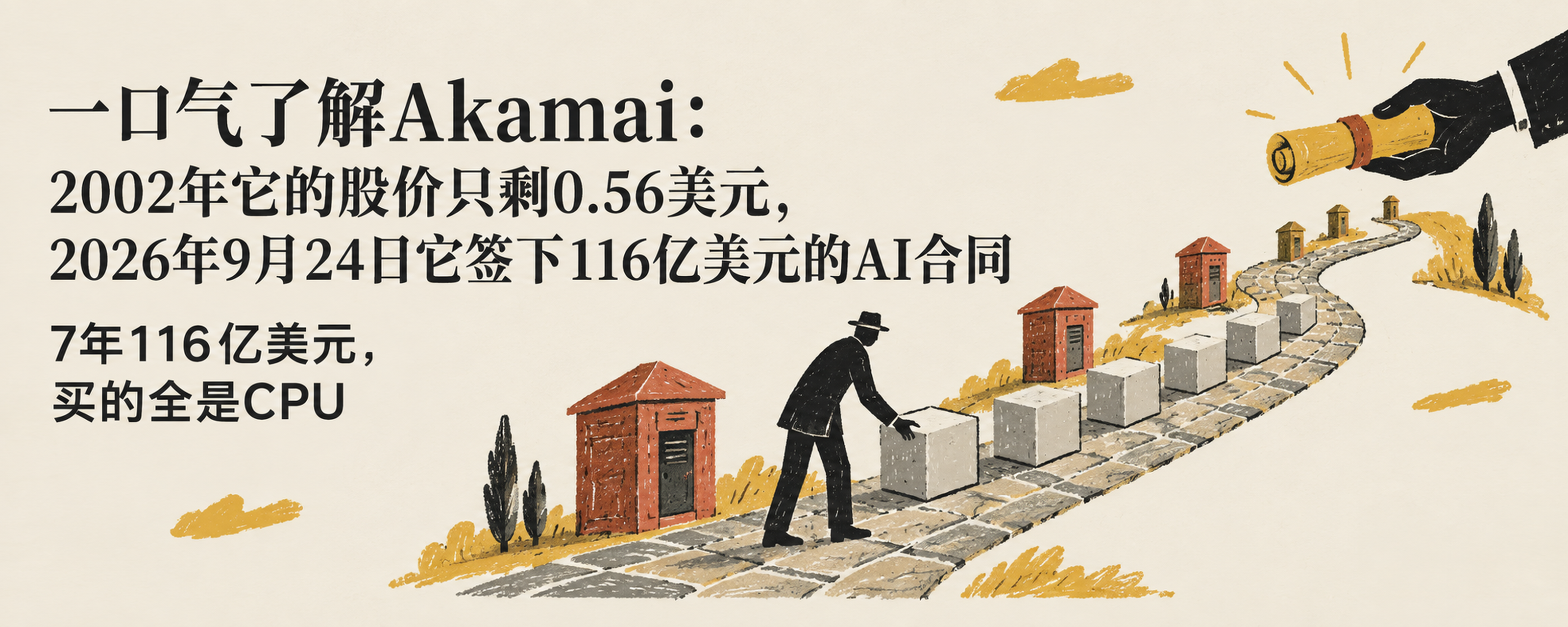 一口气了解Akamai:2002年它的股价只剩0.56美元,2026年9月24日它签下116亿美元的AI合同封面